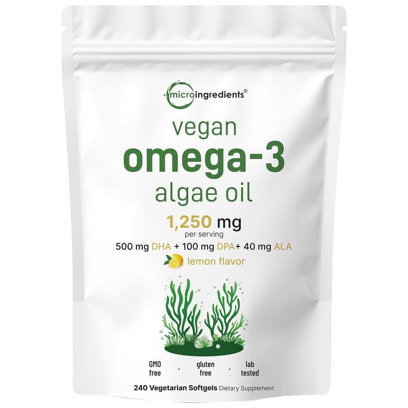 Micro Ingredients Vegan Omega 3 Algae Oil Supplement 1,250 Mg per Serving