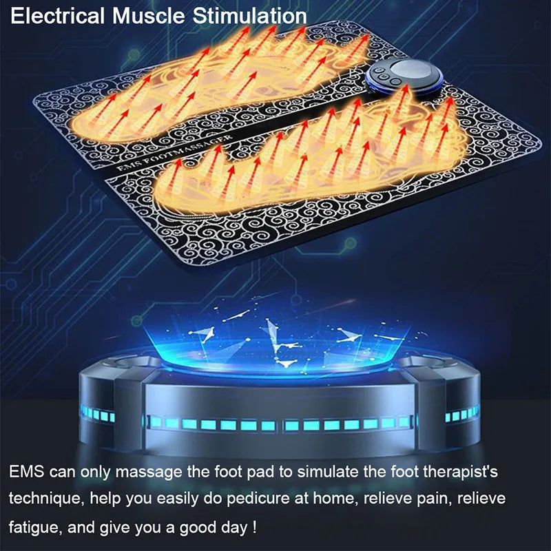 Portable EMS Foot Massager Pad with Foldable Design for Muscle Stimulation and Pain Relief