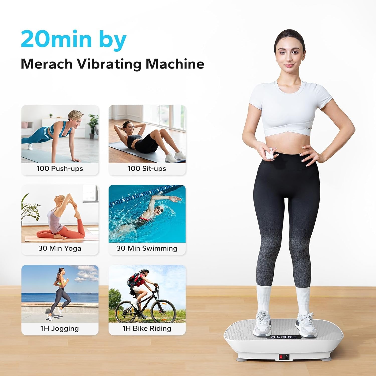 MERACH Vibration Plate Exercise Machine,Whole Body Workout Power Vibrate Fitness Platform Vibration Plate for Lymphatic Drainage,Motor Speed Control , Weight Loss & Shaping